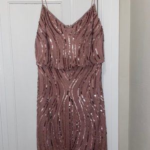NWT Rose color sequin and beaded cocktail dress by Adrianna Papell. Size 8.